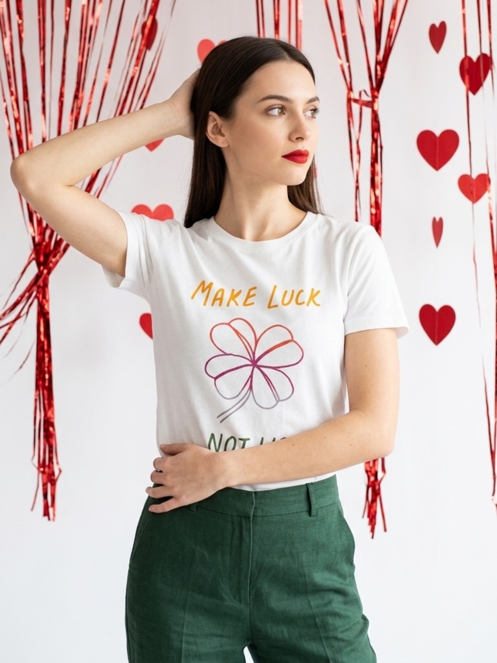 Lucky Brand Womens Sz Small White Tee T Shirt “Make Luck Not War” Graphic $39.50